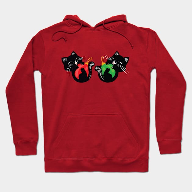 Two little black Christmas cats Hoodie by iulistration